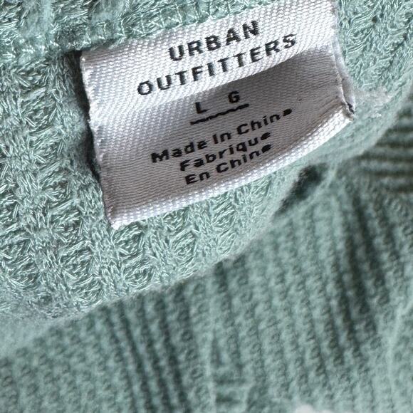 Urban Outfitters Mint Green Waffle Knit Long‎ Sleeve Thermal Top Women’s Large - Picture 9 of 10